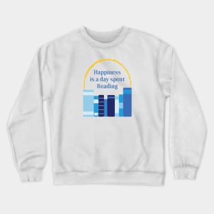 Happiness is a Day Spent Reading | Blue | White Crewneck Sweatshirt